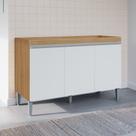 Balcão Gabinete Cozinha Manu 120cm 3 Portas Sem Tampo MDP Multiuso Amêndoa Branco - Desk Design