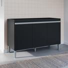 Balcão Gabinete Cozinha Manu 120cm 3 Portas Sem Tampo MDP Multiuso Preto - Desk Design