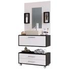 Balcão Gabinete De Banheiro 1 Porta 2 Gavetas Class 910 60cm Preto e Branco Arte Cas