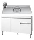 Balcão Gabinete De Cozinha Com Pia Inox 120cm 3 Portas 1 Gaveta Tatiane Branco - Móveis Leartam