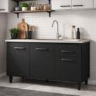 Balcão Gabinete de Cozinha France 120cm Preto sem Tampo