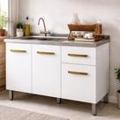 Balcão Gabinete De Cozinha para pia de 1,20 Multiuso 3 Portas Móvel Armário De Pia Bancada Organizador Branco Balcão Gabinete De Cozinha para pia de 1,20 Multiuso 3 Portas Móvel Armário De Pia Bancada Organizador Branco