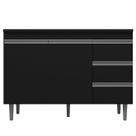 Balcão Gabinete De Cozinha Para Pia Sem tampo 120cm 2 Portas 3 Gavetas Andréia Preto