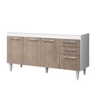 Balcão Gabinete de Pia 150cm Lisboa 4pts 2gav Branco/Castanho - Lumil Móveis