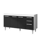 Balcão Gabinete de Pia 150cm Lisboa 4pts 2gav Branco/Preto - Lumil Móveis