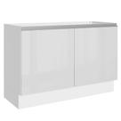 Balcão Gabinete de Pia Armário de Cozinha 100% MDF 120 cm 2 Portas (Sem Tampo e Pia) Portas Branco Brilho Acordes Madesa