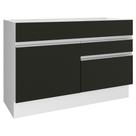 Balcão Gabinete de Pia Armário de Cozinha 120 cm 1 Porta 2 Gavetas Branco/Preto Glamy Madesa Balcão Gabinete de Pia Armário de Cozinha 120 cm 1 Porta 2 Gavetas Branco/Preto Glamy Madesa