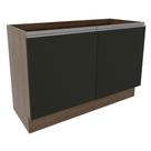 Balcão Gabinete de Pia Armário de Cozinha 120 cm 2 Portas Rustic/Preto Glamy Madesa