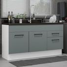 Balcão Gabinete de Pia Cozinha 150 cm 2 Portas e 2 Gavetas (Sem Tampo e Pia) Branco/Cinza Agata Madesa