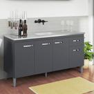 Balcão Gabinete de Pia Cozinha Multiuso 150cm Sem Tampo Gabriela Cinza Fosco- MABE MAGAZINE Balcão Gabinete de Pia Cozinha Multiuso 150cm Sem Tampo Gabriela Cinza Fosco- MABE MAGAZINE