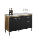 Balcão Gabinete de Pia Gabriela 120cm Amêdoa/Preto S/Tampo - AJL Móveis