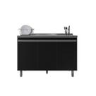 Balcão Gabinete de Pia Malu 120cm Preto S/Tampo - Nathan