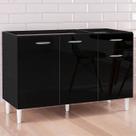 Balcão Gabinete de Pia para Cozinha 120cm 3 Portas Classic P11 Preto - Mpozenato