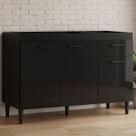 Balcão Gabinete de Pia para Cozinha 120cm 3 Portas Classic P11 Preto - Mpozenato