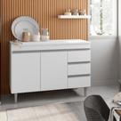 Balcão Gabinete de Pia para Cozinha Sem Tampo 100cm Andréia Branco- MABE MAGAZINE Balcão Gabinete de Pia para Cozinha Sem Tampo 100cm Andréia Branco- MABE MAGAZINE