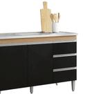 Balcão Gabinete de Pia para Cozinha Sem Tampo 120cm Andréia Amêndoa/Preto- MABE MAGAZINE