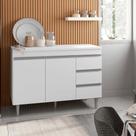 Balcão Gabinete de Pia para Cozinha Sem Tampo 120cm Andréia Branco- MABE MAGAZINE