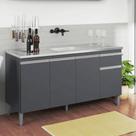 Balcão Gabinete de Pia para Cozinha Sem Tampo 150cm Tatiane Cinza- MABE MAGAZINE Balcão Gabinete de Pia para Cozinha Sem Tampo 150cm Tatiane Cinza- MABE MAGAZINE