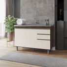 Balcão Gabinete de Pia Premium 120cm Chocolate/Off Wite S/ Tampo - Nathan