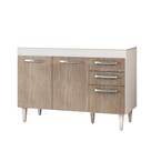 Balcão Gabinete de Pia Suécia 120cm 03 Portas 02 Gavetas Branco/Castanho - Lumil Móveis Balcão Gabinete de Pia Suécia 120cm 03 Portas 02 Gavetas Branco/Castanho - Lumil Móveis