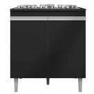 Balcão Gabinete Emma Cooktop 2 Portas para Cozinha Preto