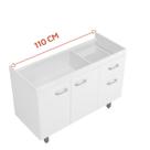 Balcão Gabinete Fogão Pia Cozinha Branco 110x51x84,5 Solo