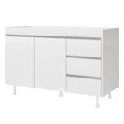 Balcão Gabinete Lux Para Pia de 120cm 100% MDF Sem Tampo 02 Portas e 03 Gavetas Branco - Desk Design Balcão Gabinete Lux Para Pia de 120cm 100% MDF Sem Tampo 02 Portas e 03 Gavetas Branco - Desk Design
