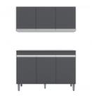 Balcão Gabinete Manu 120 cm C/Tampo e Armário Aéreo Andreia 120cm - Ajl Móveis