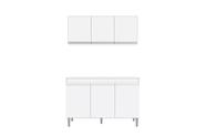 Balcão Gabinete Manu Cinza 120 cm S/Tampo e Armário Aéreo Andreia 120cm - Ajl Móveis
