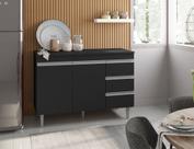 Balcão Gabinete p/ Pia Andreia com tampo 120 cm AJL Móveis - Preto