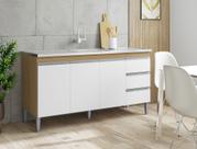 Balcão Gabinete p/ Pia Andreia sem tampo 160 cm AJL Móveis - Amêndoa e Branco Balcão Gabinete p/ Pia Andreia sem tampo 160 cm AJL Móveis - Amêndoa e Branco
