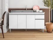 Balcão Gabinete p/ Pia Tatiane sem tampo 150 cm AJL Móveis - Branco