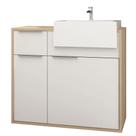 Balcão Gabinete Para Banheiro 80cm 01 Porta E 02 Gavetas Com Cuba Jazz B06 Faia Branco - Lyam Decor