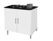 Balcão gabinete para cooktop de 4 bocas luan. 02 portas cor branco brilho com tampo marmorizado Balcão gabinete para cooktop de 4 bocas luan. 02 portas cor branco brilho com tampo marmorizado