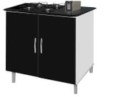 Balcão gabinete para cooktop de 4 bocas luan. 02 portas cor branco brilho preto marmorizado Balcão gabinete para cooktop de 4 bocas luan. 02 portas cor branco brilho preto marmorizado