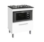 Balcão gabinete para cooktop de 5 bocas e para forno elét. bur 01 porta cor branco com tampo marmorizado Balcão gabinete para cooktop de 5 bocas e para forno elét. bur 01 porta cor branco com tampo marmorizado