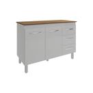 Balcão Gabinete Para Pia 118 Cm Cozinha Bruna Branco Com Tampo Tampão 120 Cm Savana