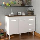 Balcão Gabinete Para Pia 118 cm Cozinha Bruna Branco com Tampo Tampão 120 cm Savana