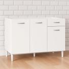 Balcão Gabinete para Pia 120cm 3 Portas sem Tampo Branco - Poquema