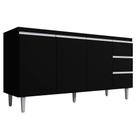 Balcão Gabinete Para Pia 150cm com Tampo 3 Portas Andréia Preto - AJL Móveis Balcão Gabinete Para Pia 150cm com Tampo 3 Portas Andréia Preto - AJL Móveis