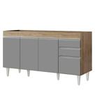 Balcão Gabinete Para Pia 150cm sem Tampo 4 Portas 2 Gavetas Marrocos Castanho/Cinza - Lumil Móveis Balcão Gabinete Para Pia 150cm sem Tampo 4 Portas 2 Gavetas Marrocos Castanho/Cinza - Lumil Móveis