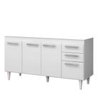 Balcão Gabinete para Pia 150cm sem Tampo Lisboa Branco - Lumil