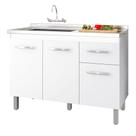 Balcão Gabinete Para Pia Anyta 118cm 03 Portas Sem Tampo Branco - Abmaza Balcão Gabinete Para Pia Anyta 118cm 03 Portas Sem Tampo Branco - Abmaza