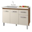 Balcão Gabinete Para Pia Anyta 118cm 03 Portas Sem Tampo Savana Off White - Abmaza