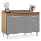 Balcão Gabinete para Pia com Tampo 120cm Michigan Cast/Cinza - Lumil Balcão Gabinete para Pia com Tampo 120cm Michigan Cast/Cinza - Lumil
