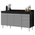 Balcão Gabinete para Pia com Tampo 150cm Marrocos Preto/Cinza - Lumil