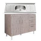 Balcão Gabinete Pia Inox 120cm Nathan 2 Portas Rústico - Nathy Móveis