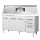 Balcão Gabinete Pia Inox 150cm Lisboa 4 Portas Branco - Lumil Móveis