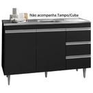 Balcão Gabinete Preto Fosco Para Pia 120mt Andréia Sem Tampo AJL Balcão Gabinete Preto Fosco Para Pia 120mt Andréia Sem Tampo AJL