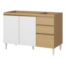 Balcão Gabinete Sofia Para Pia de 120cm Sem Tampo 03 Portas e 02 Gavetas Atacama Branco - Desk Design